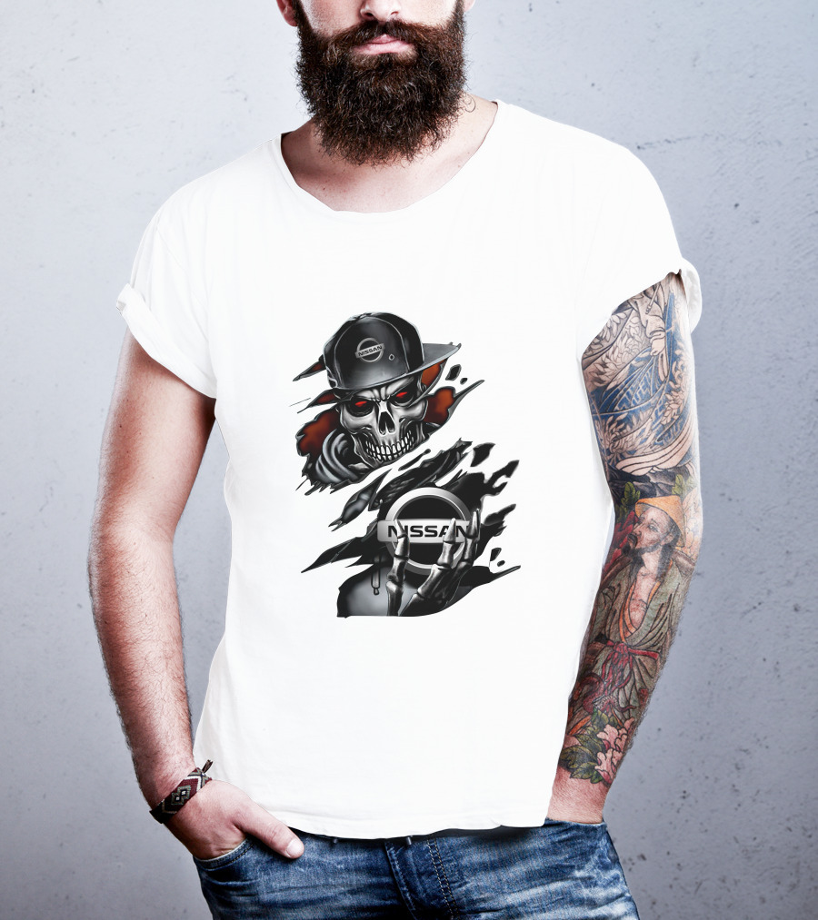 Nissan Navara Skeleton Graphic With Logo And Cap T-Shirt