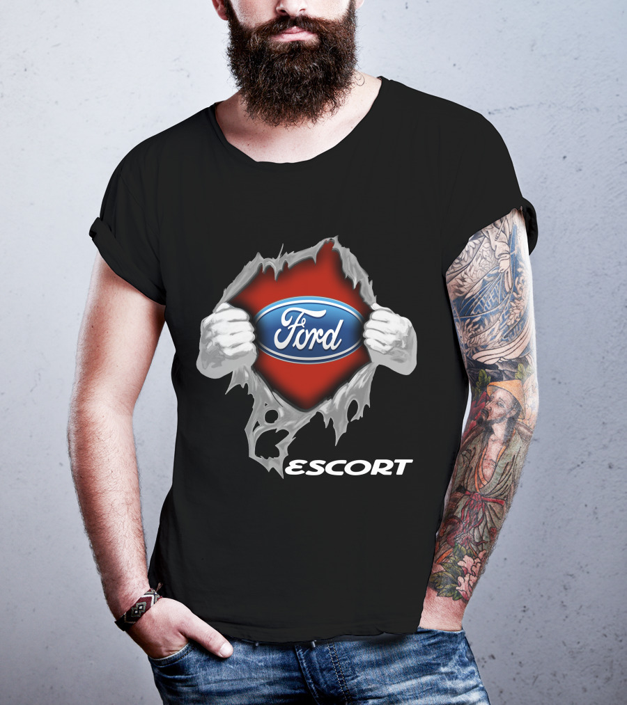 Ford Escort 01 Logo Display With Torn Effect T-Shirt