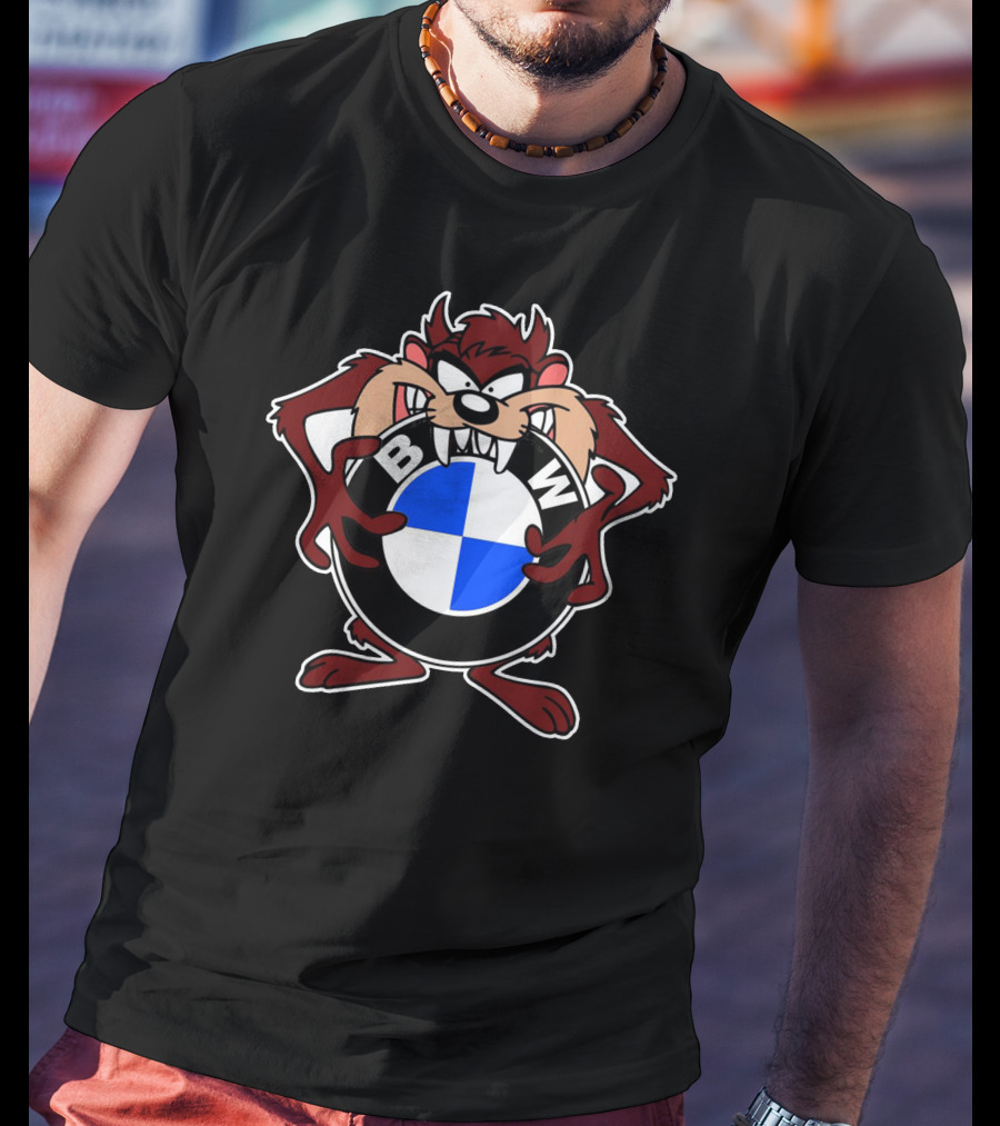 Tasmanian Devil Holding BMW Logo Circle T-Shirt