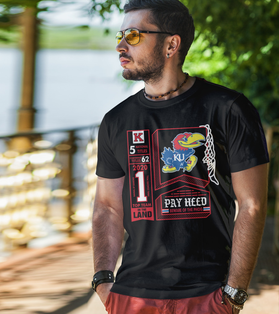 5 National Titles KU Jayhawks 62 Conference Titles Top Team In The Land Pay Heed Beware Of The Phog T-Shirt