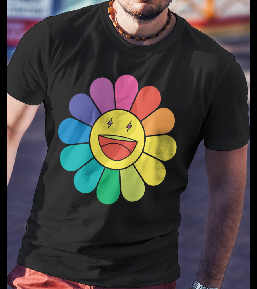 J Balvin Colores Rainbow Flower Smiley Face T-Shirt