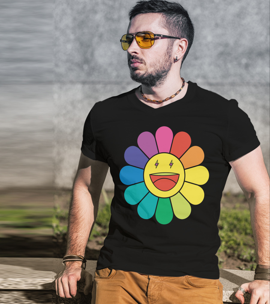 J Balvin Colores Rainbow Flower Smiley Face T-Shirt