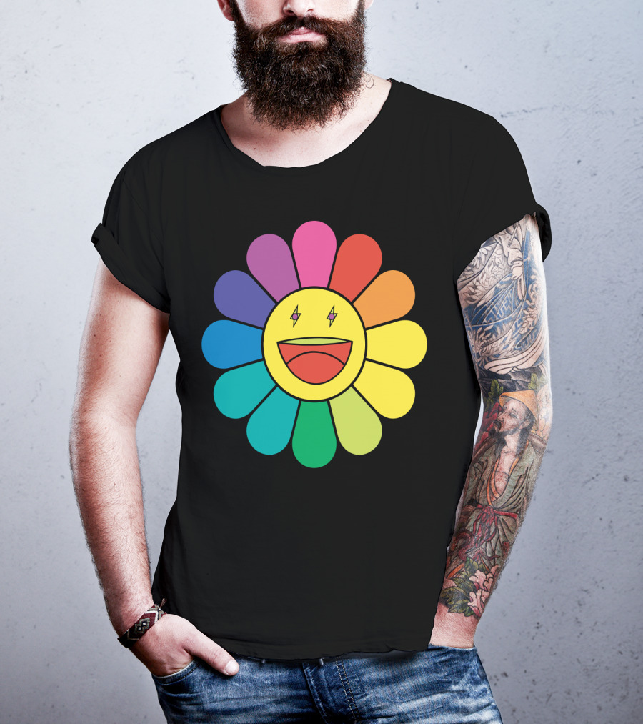 J Balvin Colores Rainbow Flower Smiley Face T-Shirt