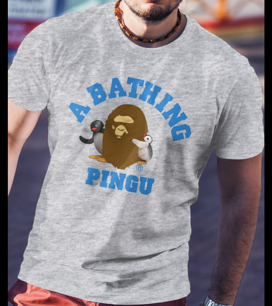 A Bathing Ape Pingu Collaboration Featuring Iconic Characters T-Shirt