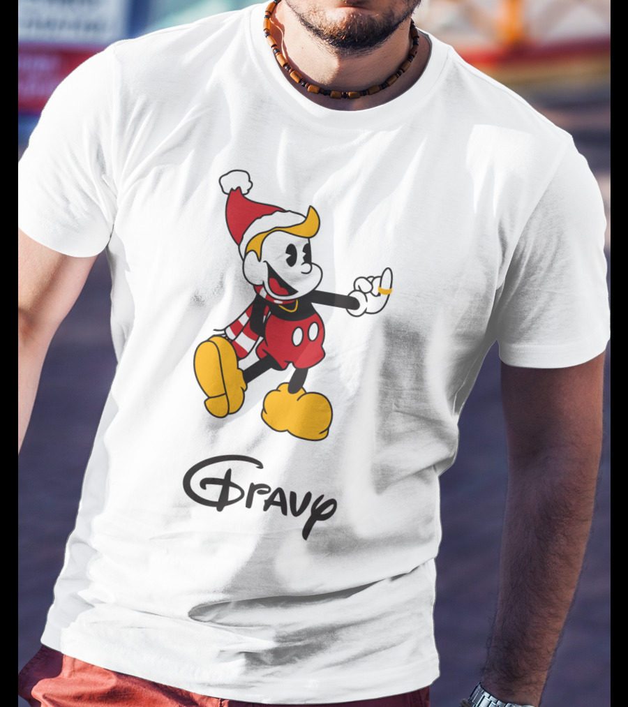 Gravy Christmas Cartoon Character With Santa Hat And Scarf T-Shirt