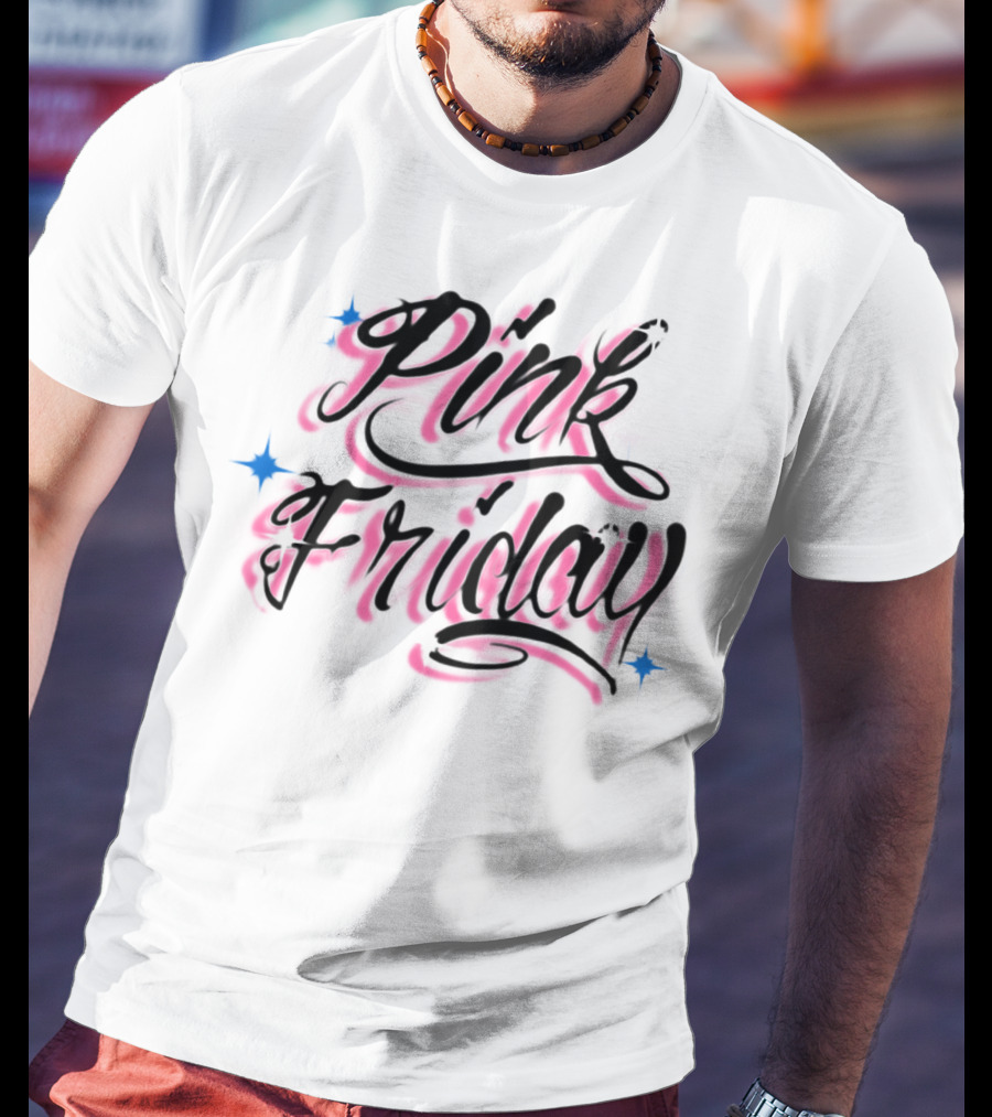Pink Friday Retro Script With Star Accents T-Shirt