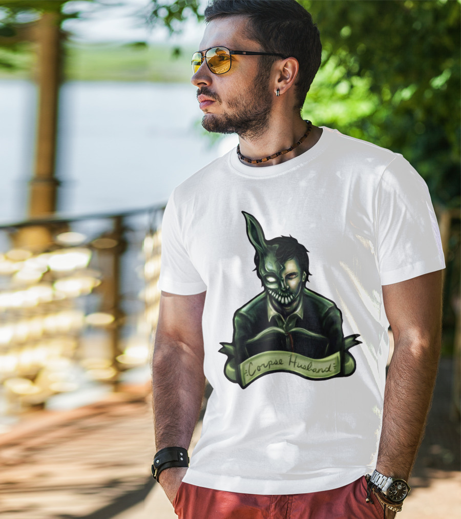 Corpse Husband Half-Mask Grim Monocle Banner T-Shirt