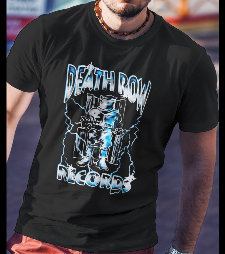 Death Row Records Electric Chair Icon With Blue Lightning Effects T-Shirt