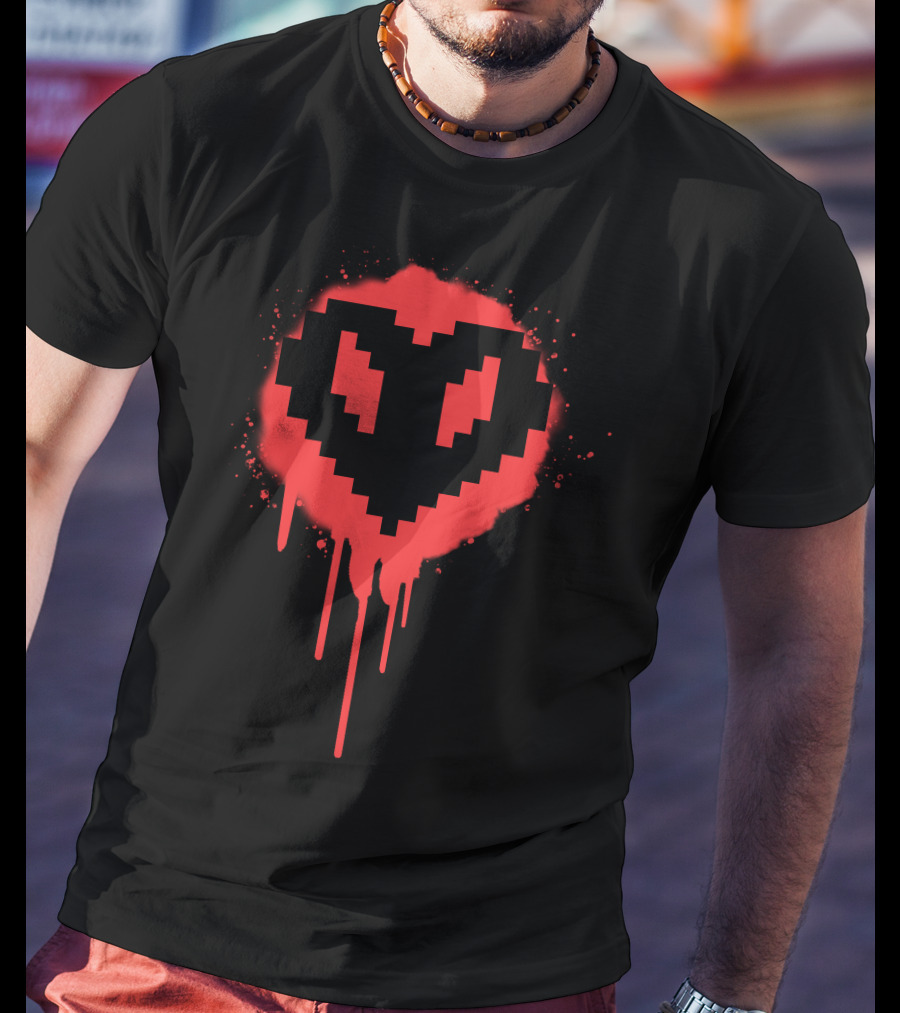 Philza1 Merch Dripping Pixel Heart T-Shirt