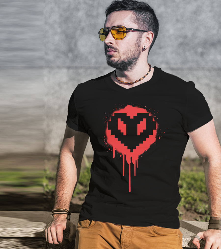 Philza1 Merch Dripping Pixel Heart T-Shirt