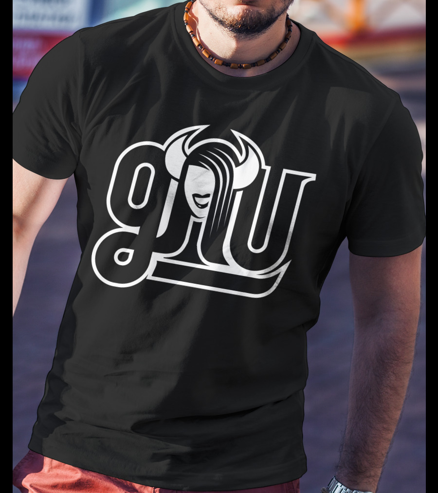 Gnu Stylish Logo With Horns And Hair T-Shirt