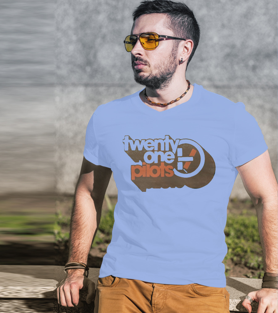 Twenty One Pilots Logo On Light Blue Background T-Shirt