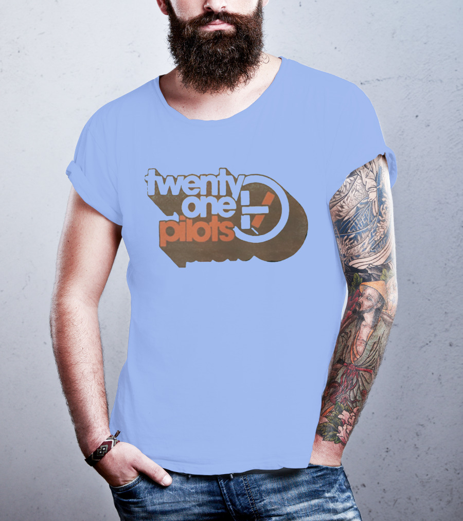 Twenty One Pilots Logo On Light Blue Background T-Shirt