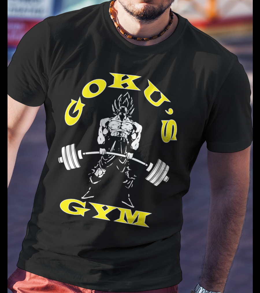 Goku's Gym Deadlift White And Yellow Power Lifting T-Shirt
