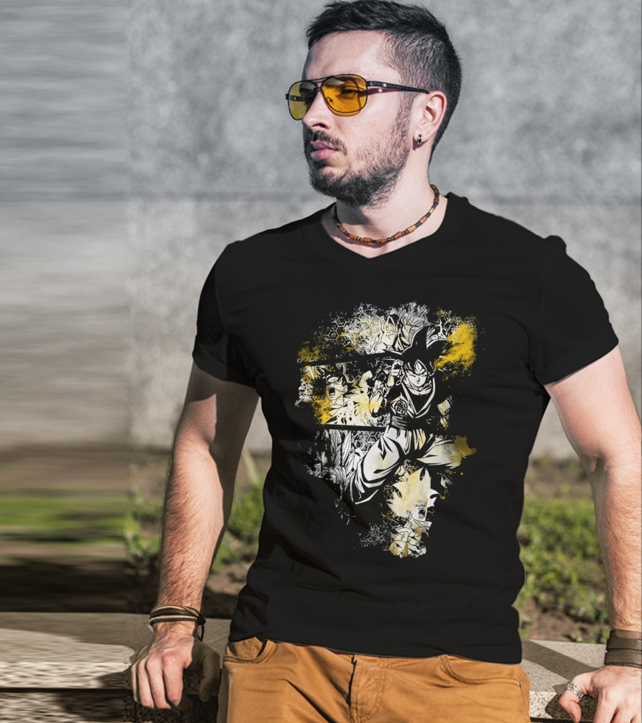 Grunge Instinct Goku Super Saiyan Yellow And Black Elements T-Shirt