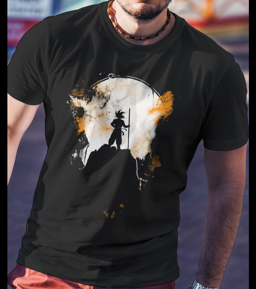 Grunge Moon Hero Dragon Warrior Silhouette Lunar Burst T-Shirt