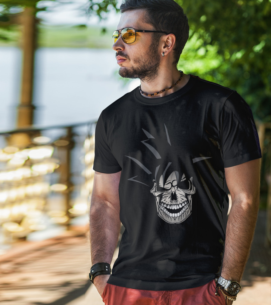 Krazy Saiyan Skull With Spiked Hair T-Shirt