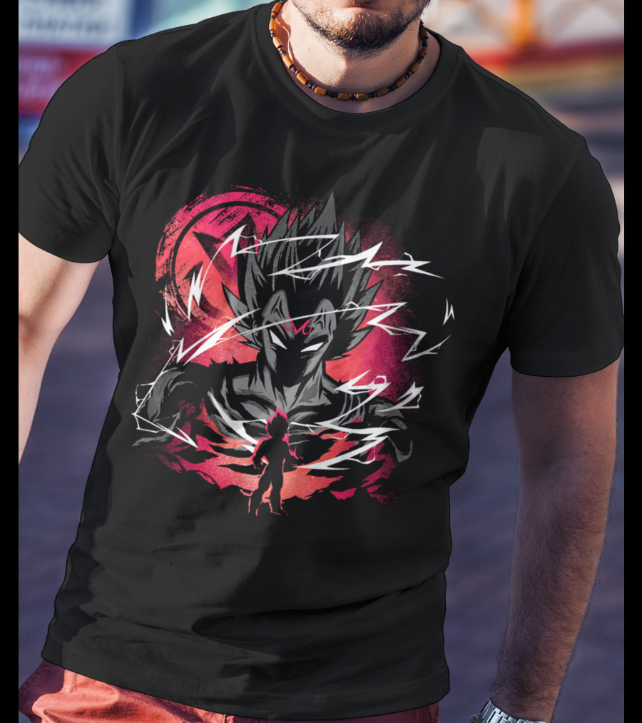 Majin Saiyan Prince Power Surge With Red Aura And Lightning T-Shirt
