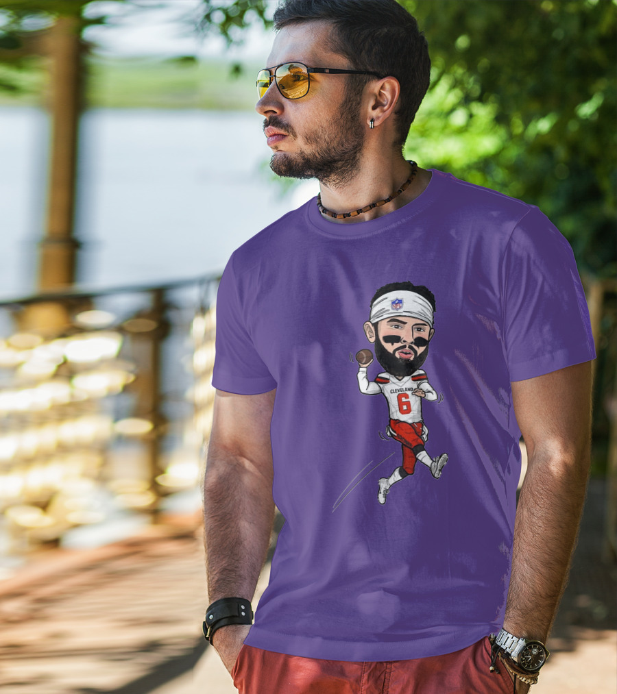 Baker Mayfield Cleveland Browns Football Cartoon Player Number 6 T-Shirt