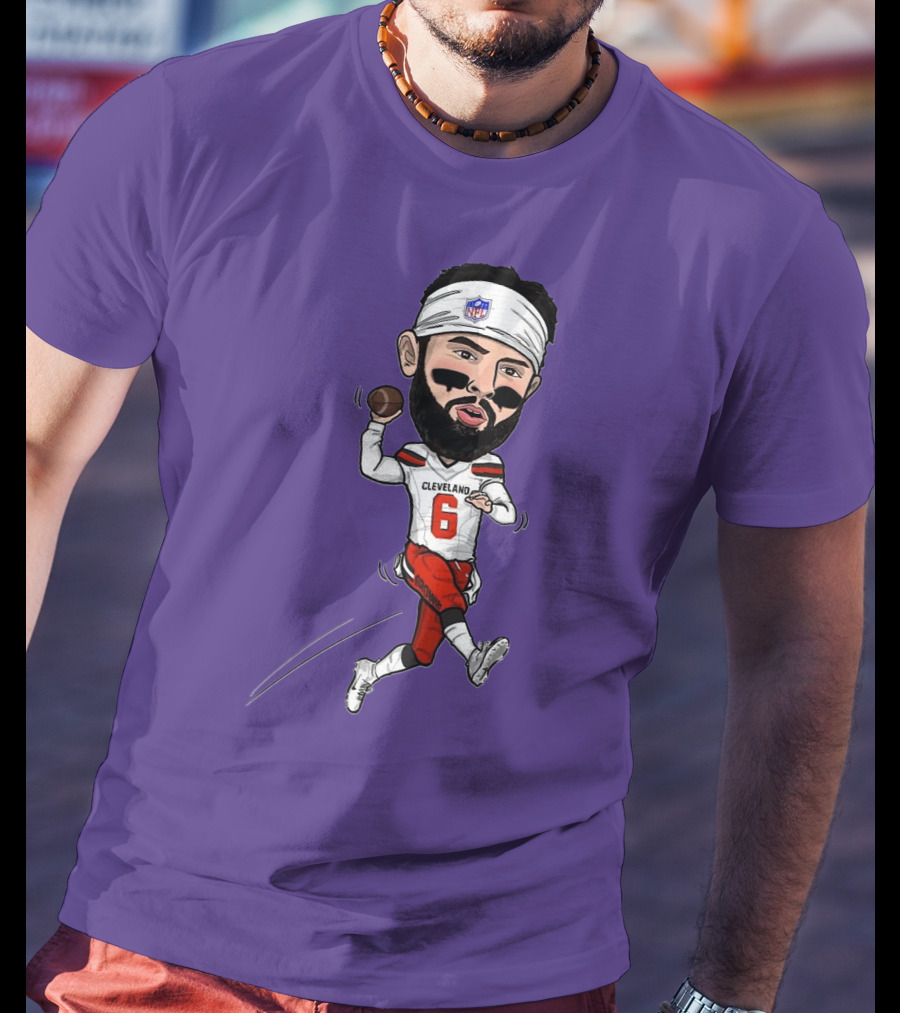 Baker Mayfield Cleveland Browns Football Cartoon Player Number 6 T-Shirt