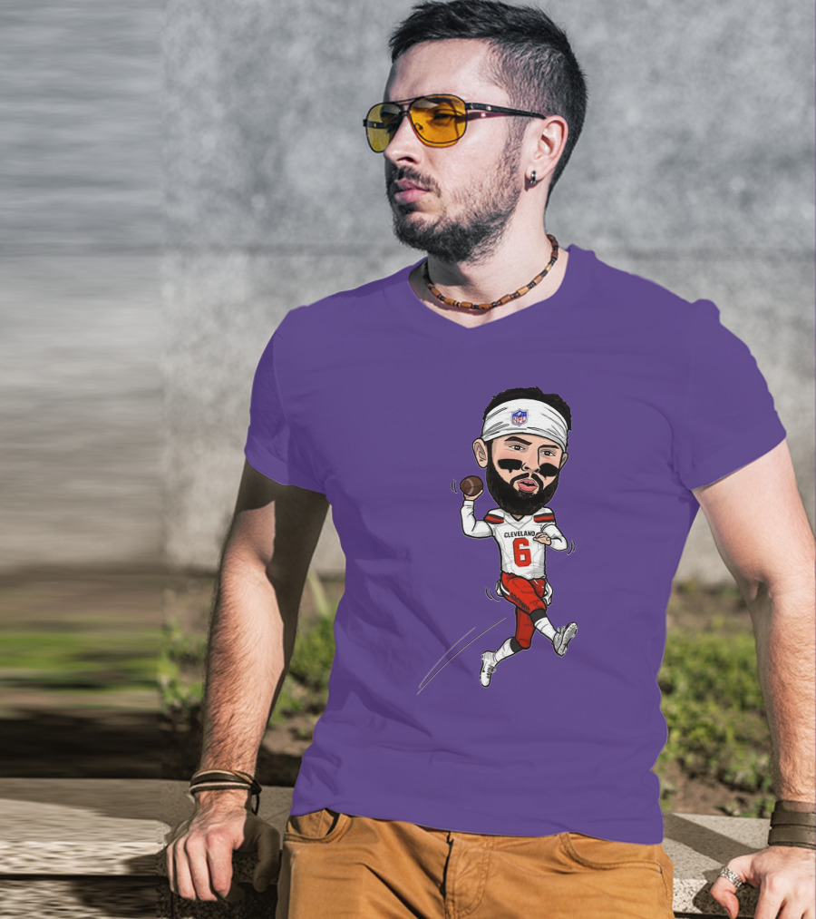 Baker Mayfield Cleveland Browns Football Cartoon Player Number 6 T-Shirt
