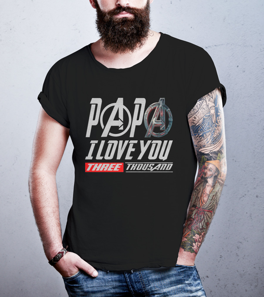 Papa I Love You 3000 Avengers Symbol Stark Fan Kids Three Thousand T-Shirt