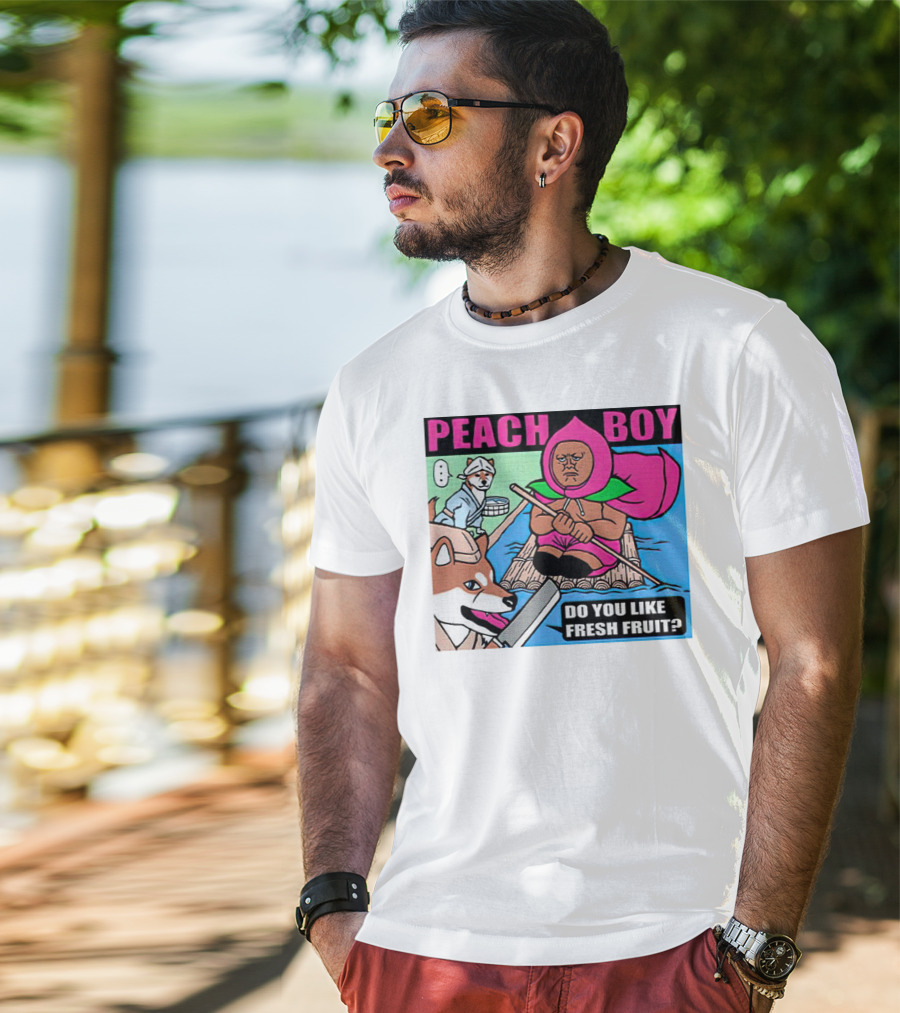 Peach Boy Do You Like Fresh Fruit Toru Owashi Manga-Style Adventure Rafting With Dog And Monkey T-Shirt