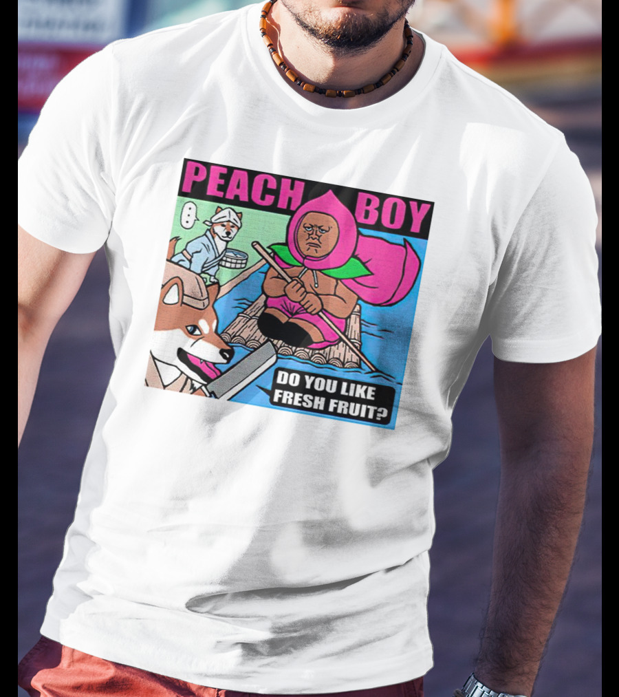 Peach Boy Do You Like Fresh Fruit Toru Owashi Manga-Style Adventure Rafting With Dog And Monkey T-Shirt