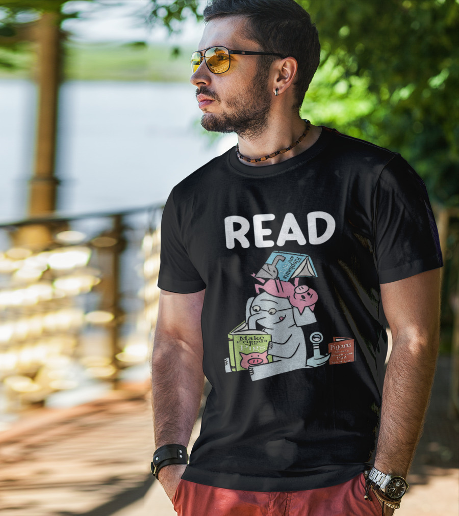 READ Make Friends Pigs Piggie Elephant Pigeons Trix Willems T-Shirt