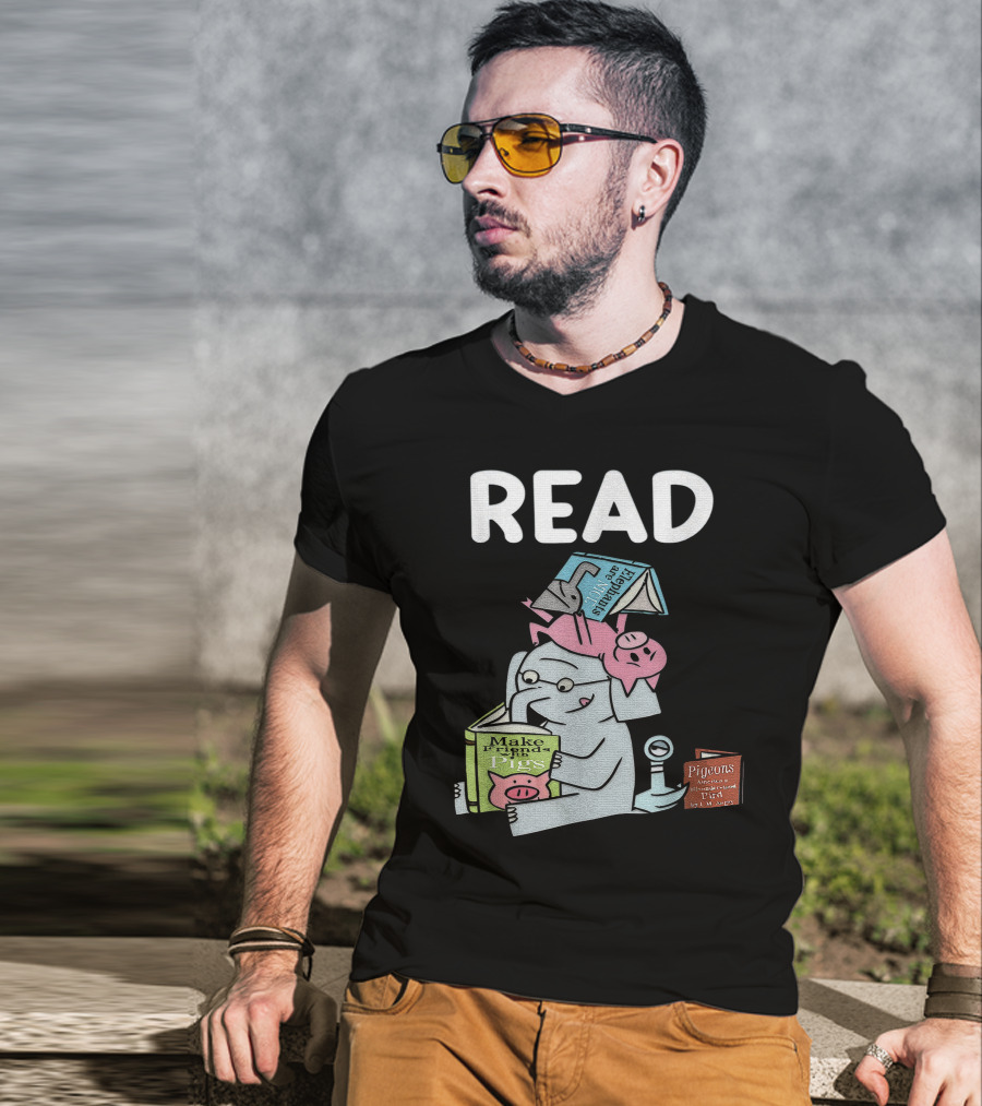READ Make Friends Pigs Piggie Elephant Pigeons Trix Willems T-Shirt
