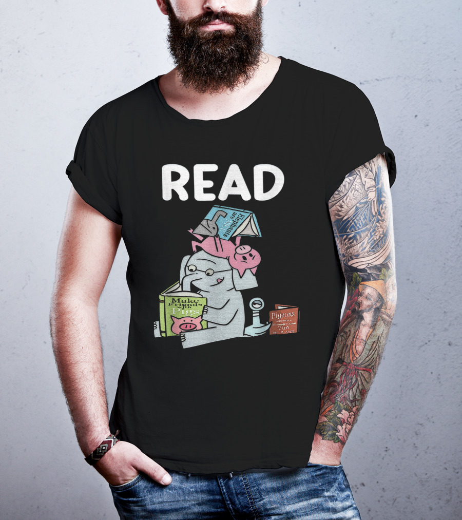 READ Make Friends Pigs Piggie Elephant Pigeons Trix Willems T-Shirt
