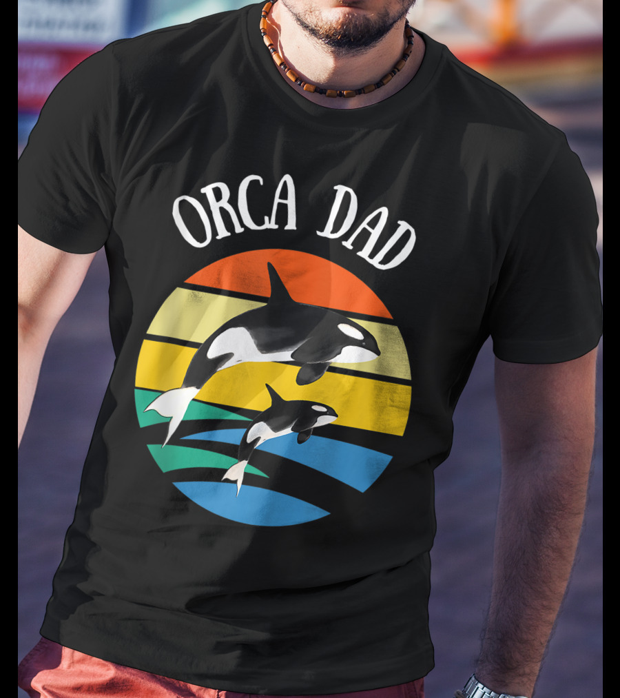 Orca Dad Vintage Sunset 80s T-Shirt