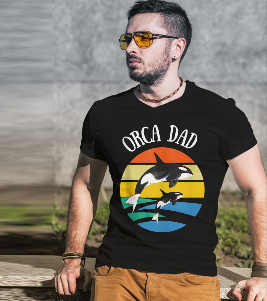 Orca Dad Vintage Sunset 80s T-Shirt