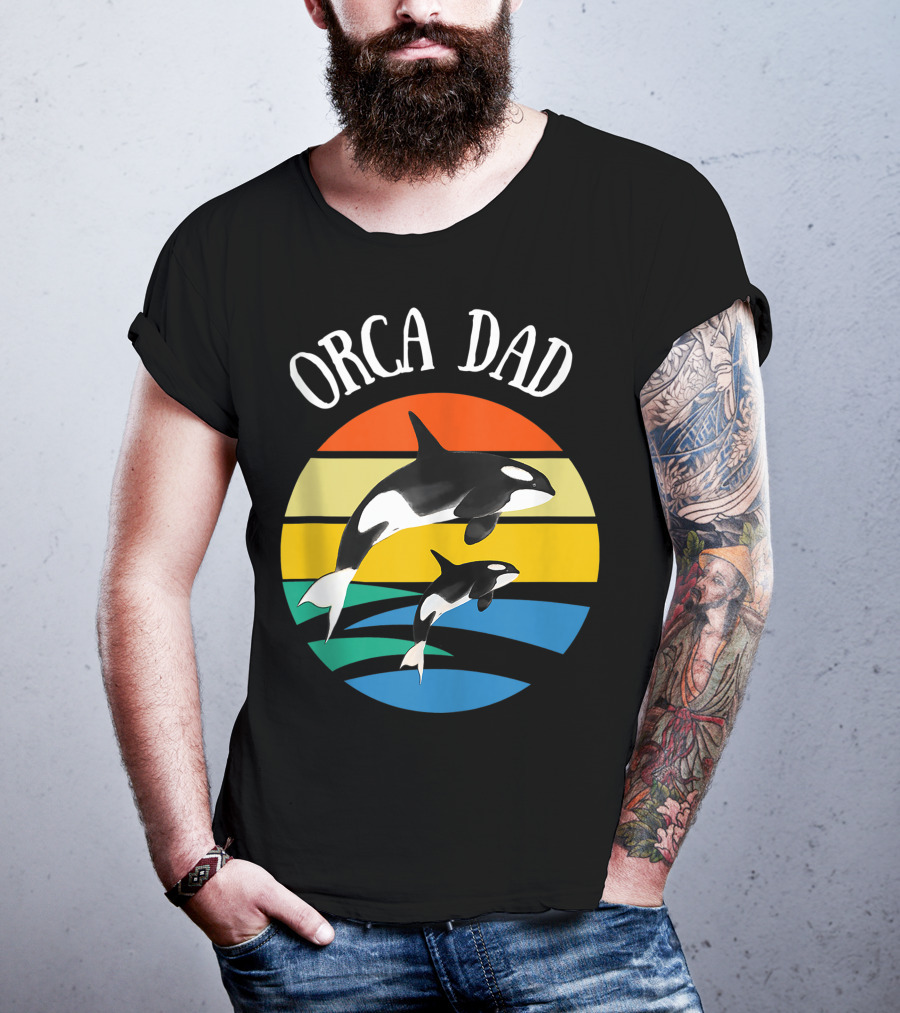 Orca Dad Vintage Sunset 80s T-Shirt