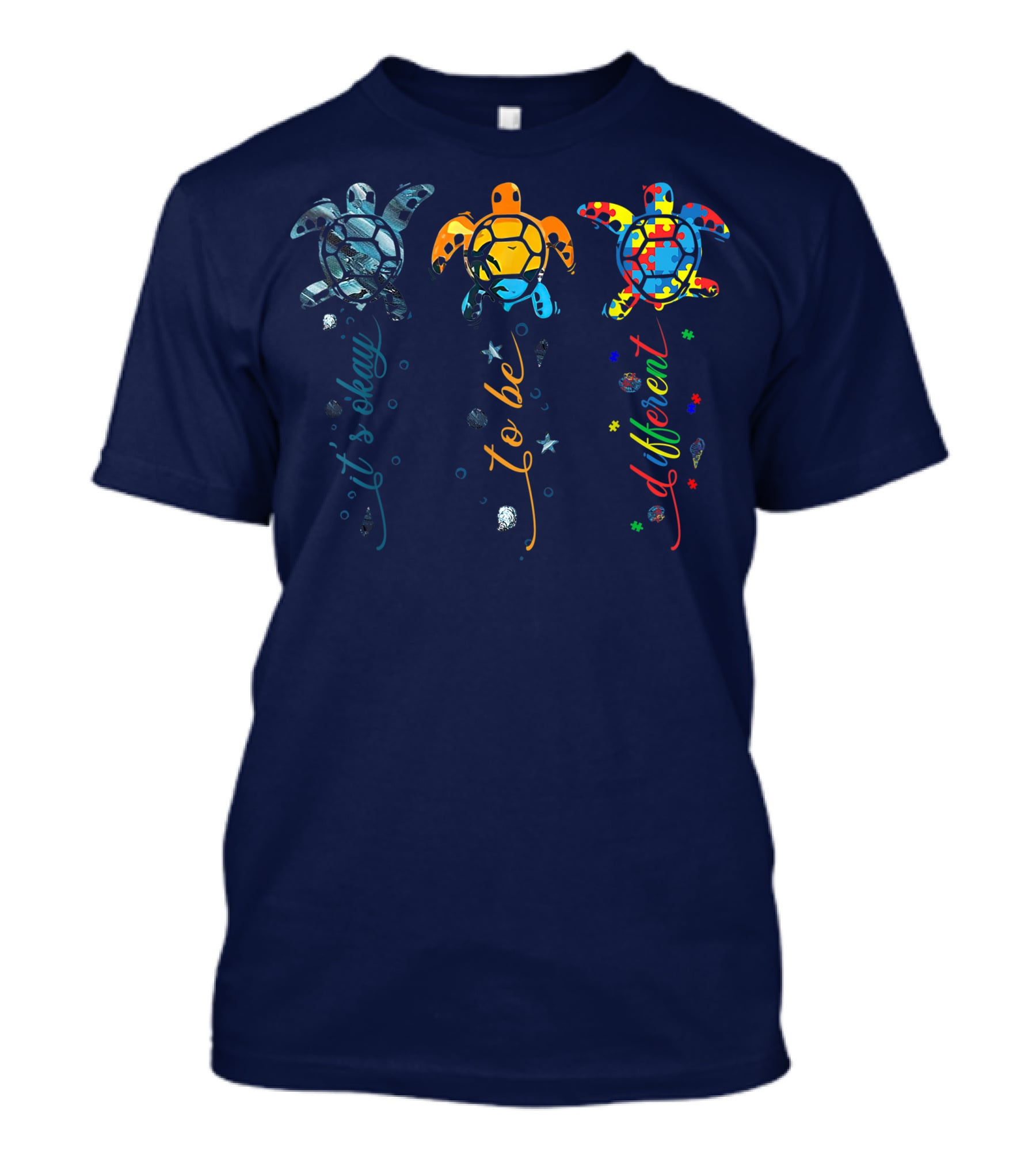 Autism Awareness It's Okay To Be Different Sea Turtle Planet T-Shirt