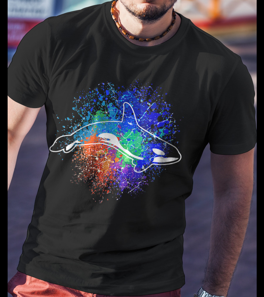 Killer Whale Orca Colorful Ocean Splatter Art Sea Animal T-Shirt