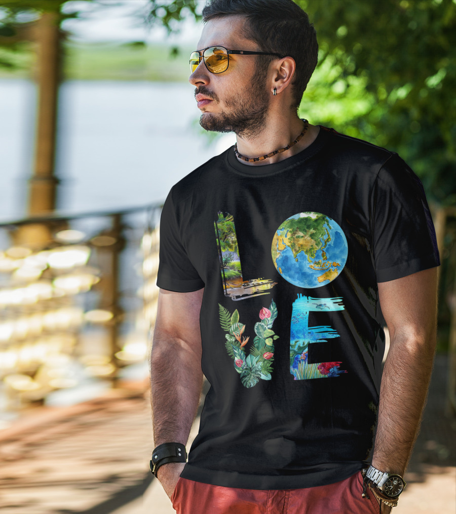Love The Earth Kids Teacher Earth Day Everyday Environment Nature-Inspired Earth Elements T-Shirt