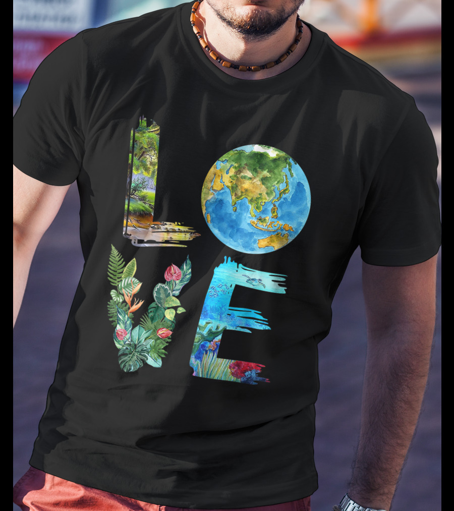 Love The Earth Kids Teacher Earth Day Everyday Environment Nature-Inspired Earth Elements T-Shirt