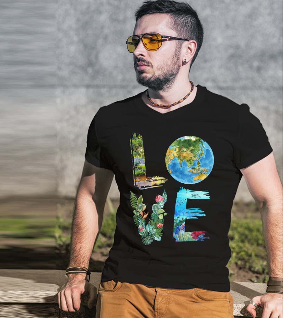 Love The Earth Kids Teacher Earth Day Everyday Environment Nature-Inspired Earth Elements T-Shirt
