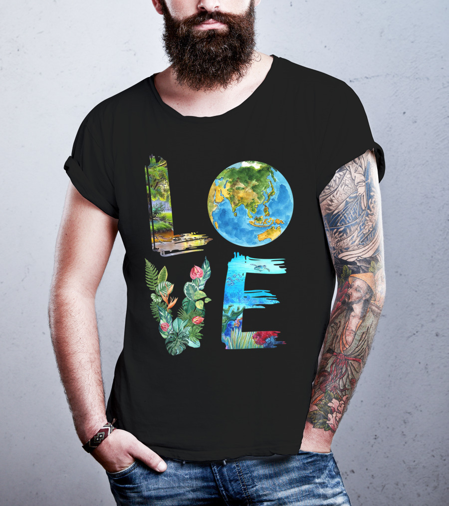 Love The Earth Kids Teacher Earth Day Everyday Environment Nature-Inspired Earth Elements T-Shirt