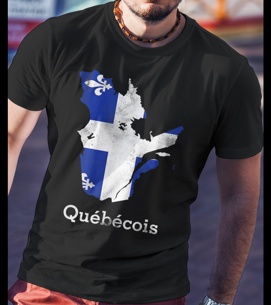 Québecois Province Map Fleur-de-Lis Montreal Quebec Flag T-Shirt