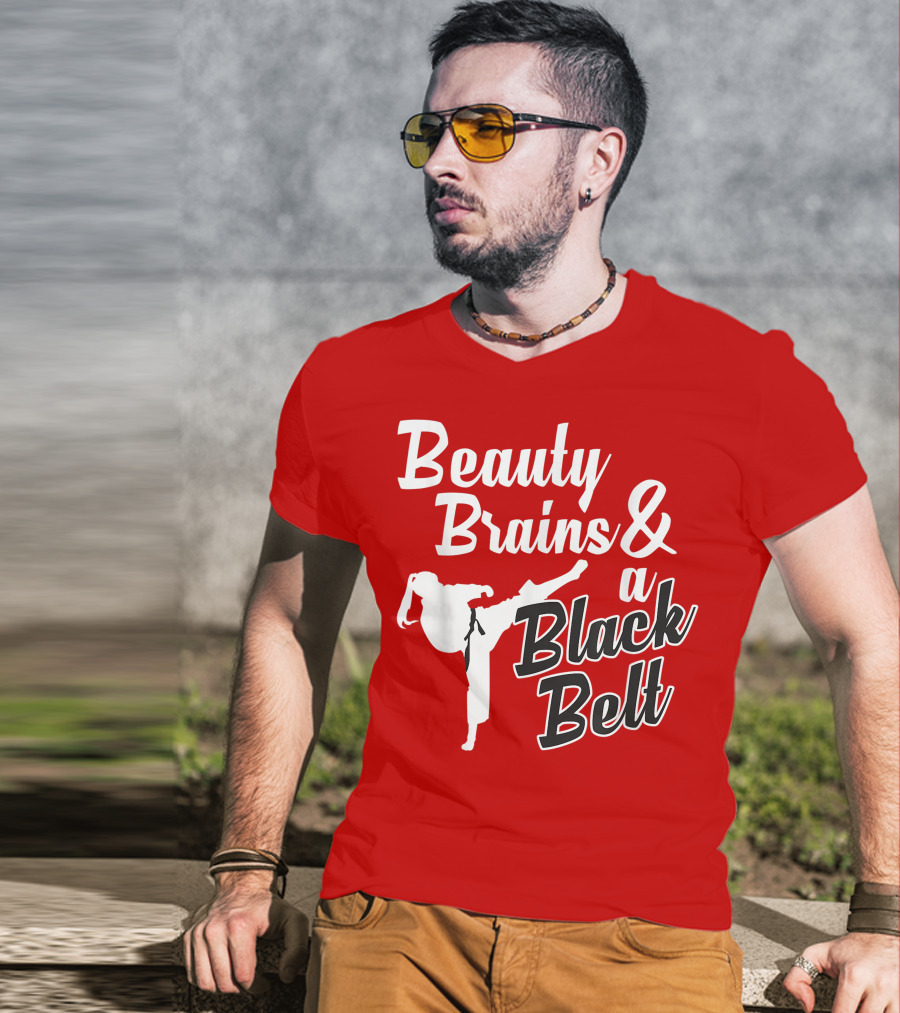 Beauty Brains And A Black Belt Karate Martial Arts T-Shirt