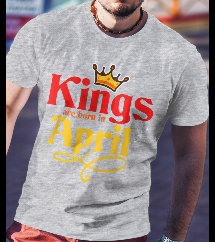 Kings Are Born In April Crown Sparkle T-Shirt