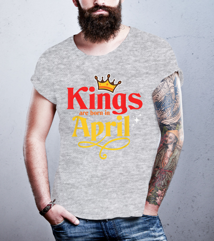 Kings Are Born In April Crown Sparkle T-Shirt