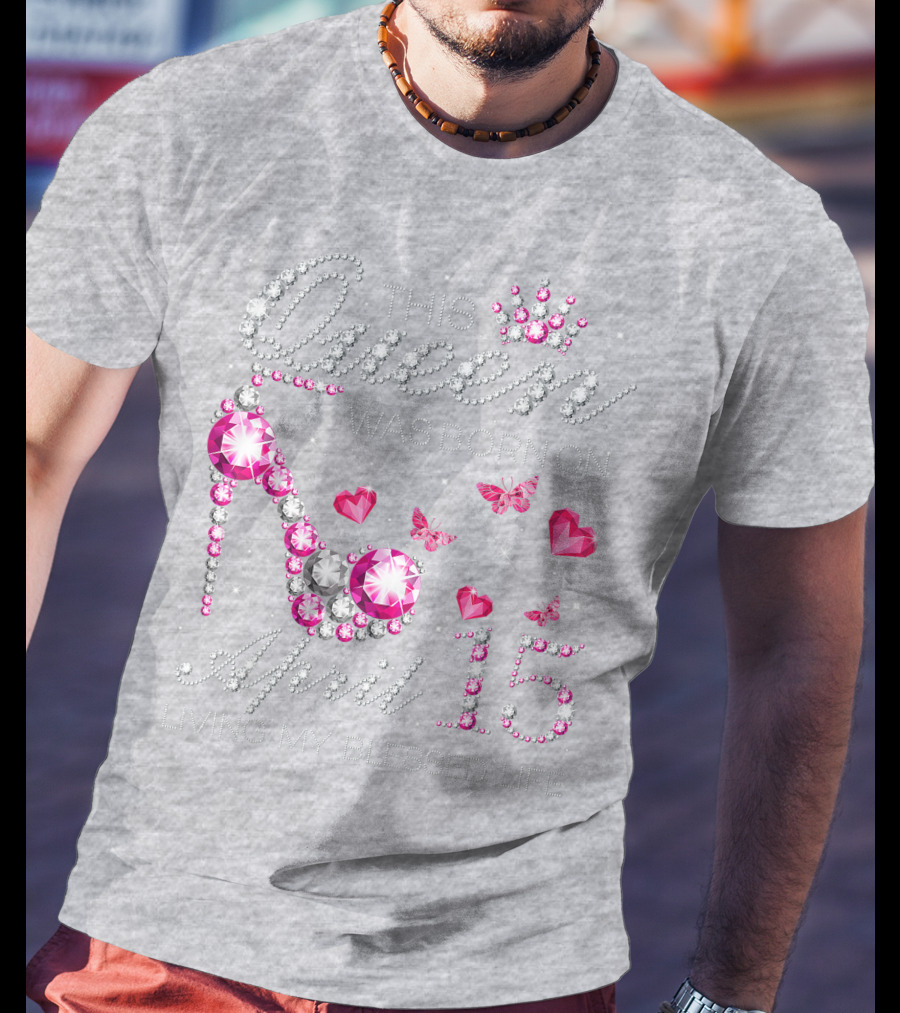 This Queen Was Born On April 15 Living My Blessed Life With Jewels And Butterflies T-Shirt