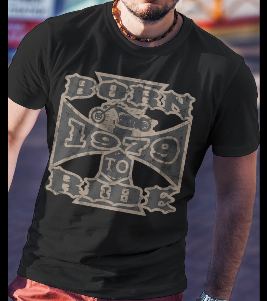 Born To Ride Motorcycle Biker 1979 Vintage Iron Cross T-Shirt