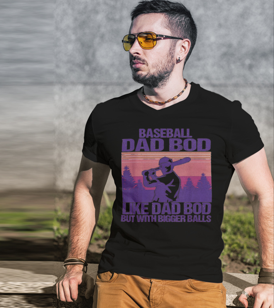 Baseball Dad Bod Like Dad Bod But With Bigger Balls Vintage Sunset Batter T-Shirt
