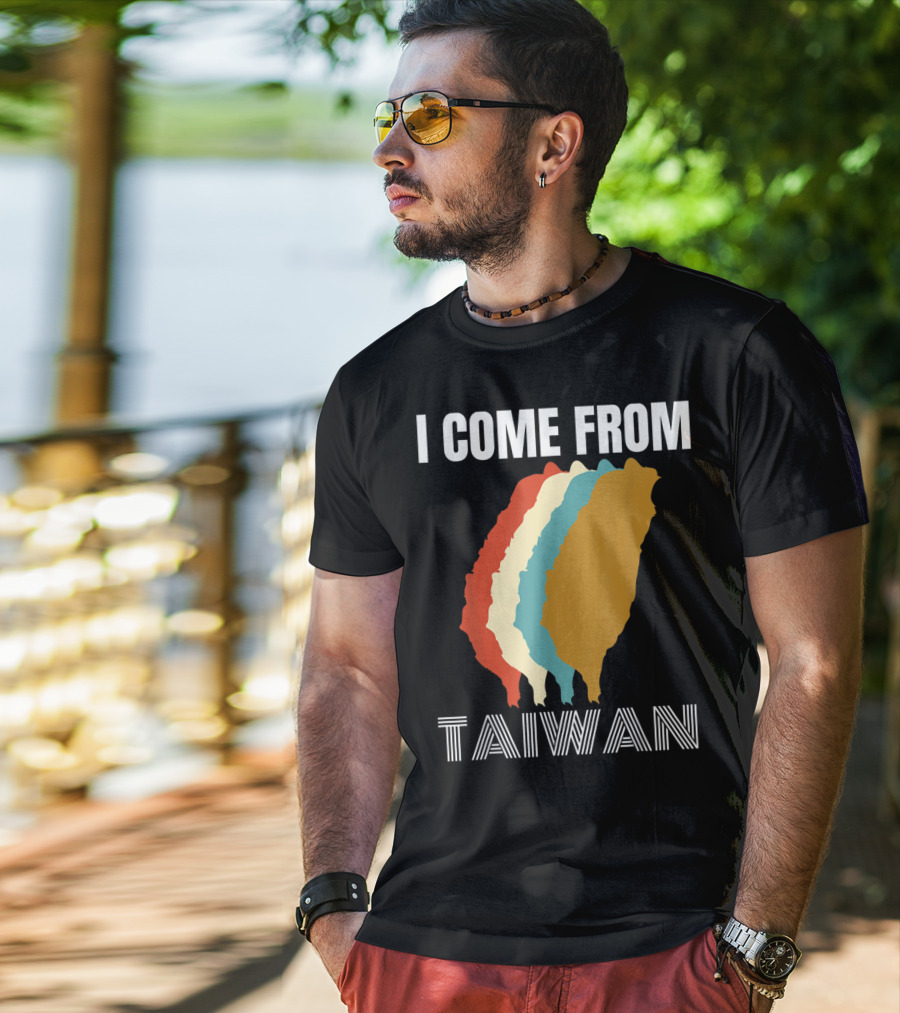 I Come From Taiwan Colorful Silhouette Map T-Shirt