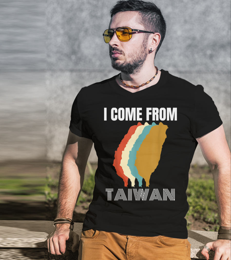 I Come From Taiwan Colorful Silhouette Map T-Shirt