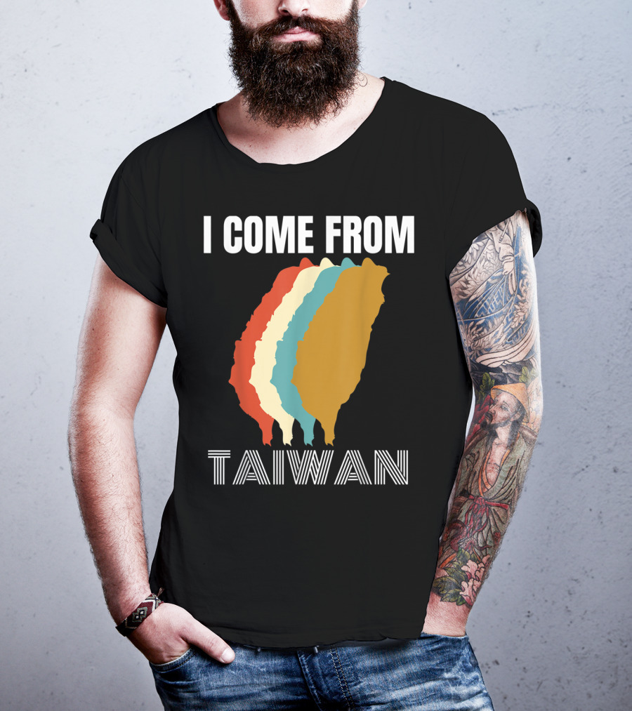 I Come From Taiwan Colorful Silhouette Map T-Shirt